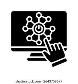 Icono de glifo de activación, uso para aprendizaje automático, educación, industria tecnológica, interfaz de usuario, kit UX, App y desarrollo de Web, digital o impreso.