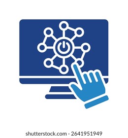Activation mini illustration dual tone blue color icon, use for machine learning, education, technology industry, UI, UX kit, app and web development, digital or print.
