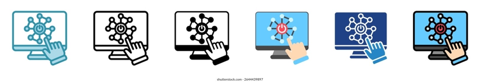 Activation multi style, mini illustration icon set. outline, flat, glyph, line color. vector for UI, UX, app, web, digital or print, related to machine learning, technology, education, industry.