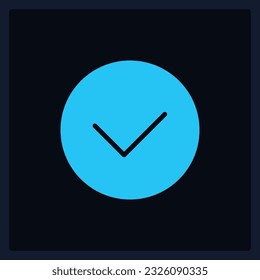 Active accept button UI element template. Editable isolated vector dashboard component. Flat user interface. Visual data presentation. Web design widget for mobile application with dark theme