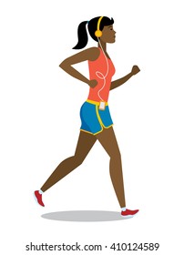 Active African American Fitness Girl Running Stock Vector (Royalty Free ...