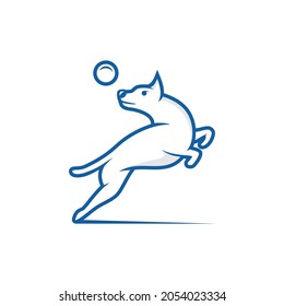 Active and agile dog jumping and will catch the ball. Vector illustration EPS.8 EPS.10