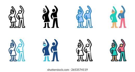 Active Aging icon set multiple style collection 
