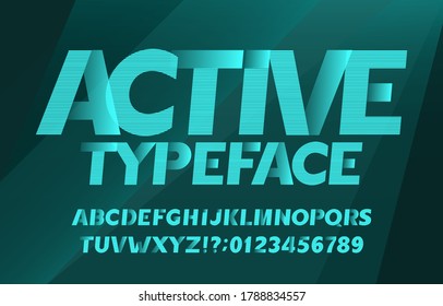 Tipo de alfabeto activo. Letras y números modernos. Alfabeto vector de material para su diseño tipográfico. Antecedentes abstractos.