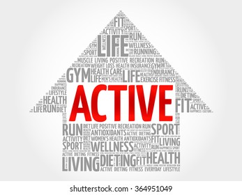 ACTIVE arrow word cloud, health concept
