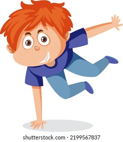 Active boy dancing cartoon character illustration