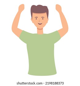 Active boy icon cartoon vector. Happy man. Excited young