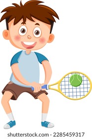 Active Boy Playing Tennis illustration