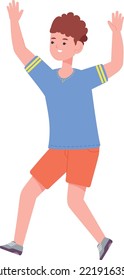 Active boy running. Happy cheerful kid character isolated on white background