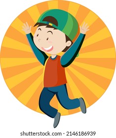 Active boy simple cartoon character illustration