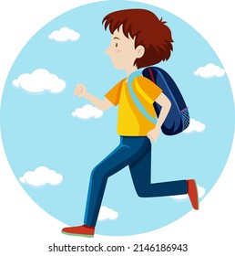 Active boy simple cartoon character illustration
