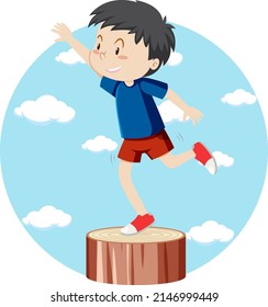 Active boy simple cartoon character illustration