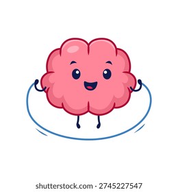 Active Brain Character Playing Skipping Rope