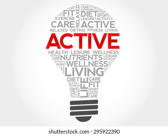 ACTIVE bulb word cloud, health concept