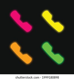 Active Call four color glowing neon vector icon