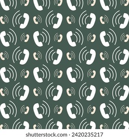 Icono de llamada activa Vector Ilustración que repite diseño lindo patrón color de fondo verde