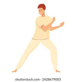 Active capoeira icon cartoon vector. Sport training. Exercise person