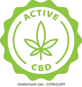 Active Cbd Green Stamp Outline Badge Icon Label Isolated Vector On Transparent Background