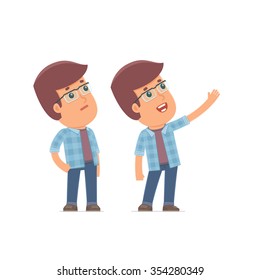 Active Character Freelancer making presentation of new services to the customer. Poses for interaction with other characters from this series