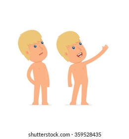 Active Character Naked Man making presentation of new services to the customer. Poses for interaction with other characters from this series