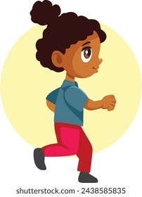 
Active Child of Black Ethnicity Running Vector Character. Cheerful kid having fun being active sprinting away
