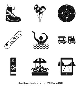 Active child icons set. Simple set of 9 active child vector icons for web isolated on white background