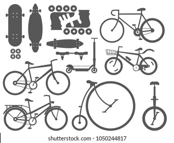 Active city transport eco alternative energy bike scooter one and two-wheeled mobility electro vehicle vector.