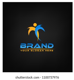 Active colorful people.  logo vector concept