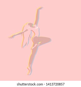 Active dance of a young girl. Vector illustration in flat style. Cartoon character with glitch effect