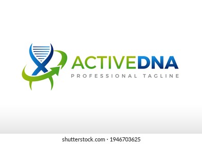 Active DNA Genetics Logo Design Vector Icon Illustrations.