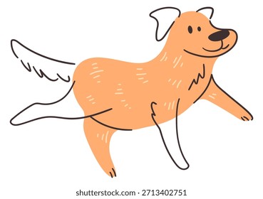Aktives Doodle in lustiger Pose. Welpenzeichnung