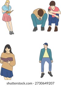 ilustração plana dinâmica ativa de adolescentes