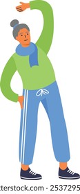 Active Elderly People Character with Flat Design. Vector Illustration