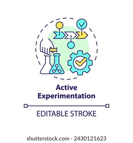 Active experimentation multi color concept icon. Kolbs experiential learning model. Applying new ideas. Round shape line illustration. Abstract idea. Graphic design. Easy to use in presentation