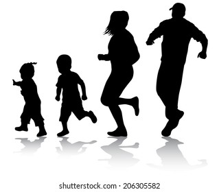 Active family silhouettes