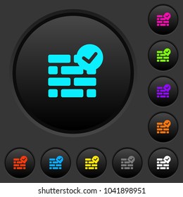 Active firewall dark push buttons with vivid color icons on dark grey background