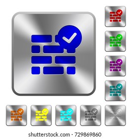 Active firewall engraved icons on rounded square glossy steel buttons