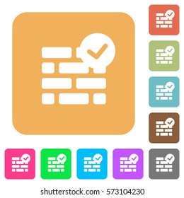Active firewall flat icons on rounded square vivid color backgrounds.