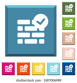 Active firewall white icons on edged square buttons in various trendy colors