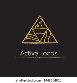 Active foods vector logo. Nutrition logo. Diet logo. Healthy food emblem