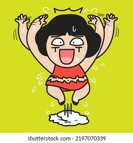 Active Funny Girl Doing Exercise Jumping Jack Concept Card Character illustration