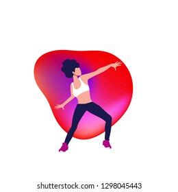 Active girl dancing Jazz funk, hip-hop, house dance, fitness dance. Expressive dance. Vector illustration.