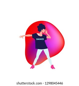 Active girl dancing Jazz funk, hip-hop, house dance, fitness dance. Expressive dance. Vector illustration.