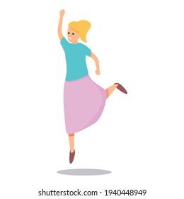 Icono de chica activa. Caricatura del icono vectorial de niña activa para diseño web aislado en fondo blanco