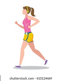 Una chica activa corre con un jugador.