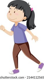 Active girl simple cartoon character illustration