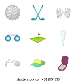 Active golf icons set. Cartoon illustration of 9 active golf vector icons for web