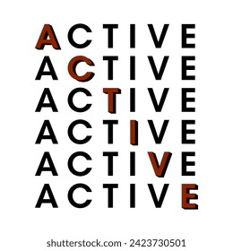 ACTIVE, Graphic design print sports t-shirt fashion, illustration, vector, posters, cards, stickers, mug