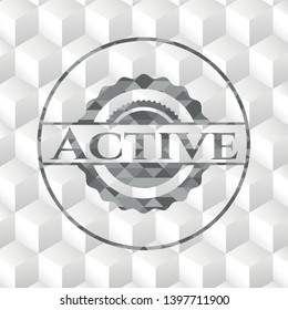 Active grey emblem with cube white background