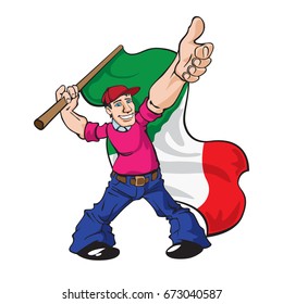 Active guy showing ok and Italian flag
